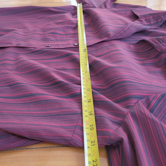 Addition Elle Burgundy Vertical Striped Button Down Blouse Size 14 - Picture 4 of 11